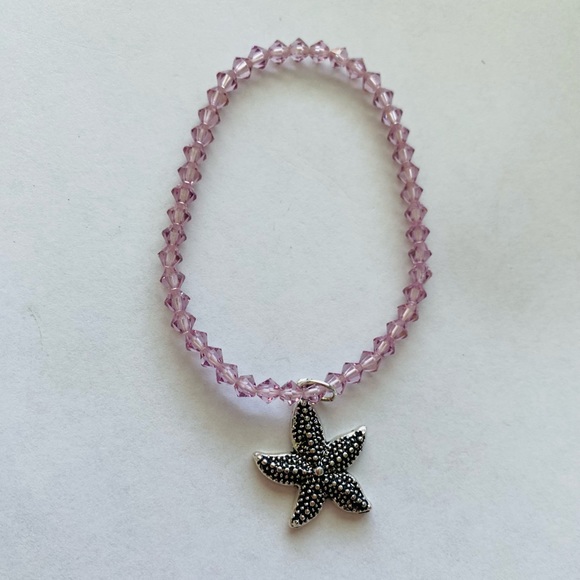 Pink crystal beaded starfish bracelet - Picture 1 of 2